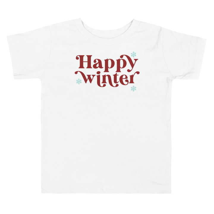 Happy winter, in red. Short sleeve t shirt for toddler and kids. - TeesForToddlersandKids -  t-shirt - christmas, holidays - happy-winter-in-red-short-sleeve-t-shirt-for-toddler-and-kids