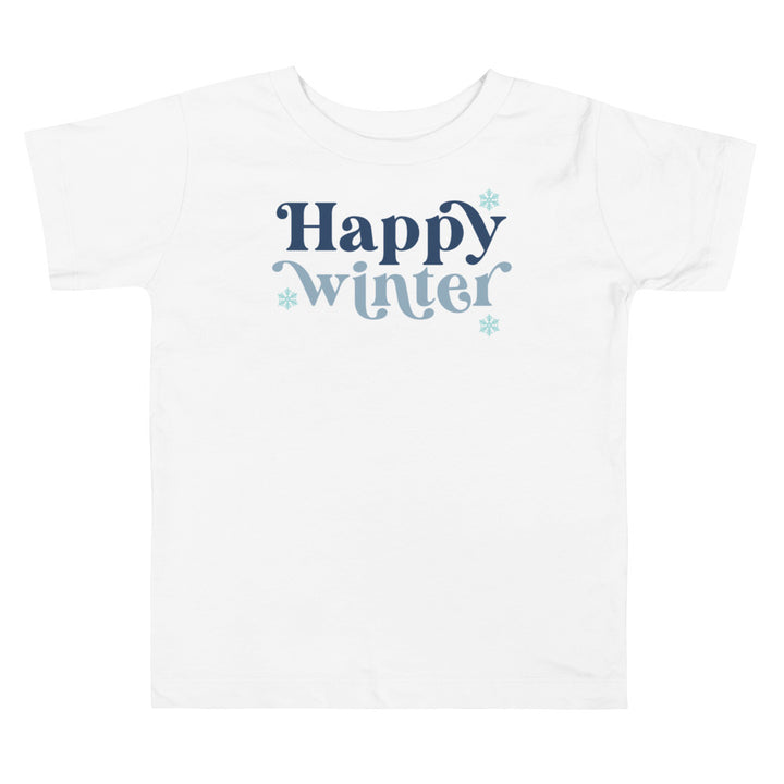 Happy winter. Short sleeve t shirt for toddler and kids. - TeesForToddlersandKids -  t-shirt - christmas, holidays, seasons, winter - happy-winter-short-sleeve-t-shirt-for-toddler-and-kids