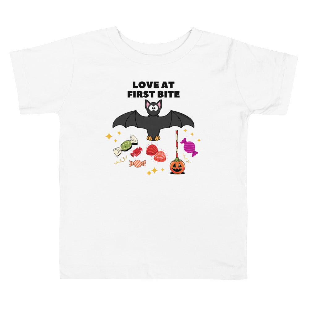Love at first bite.           Halloween shirt toddler. Trick or treat shirt for toddlers. Spooky season. Fall shirt kids.