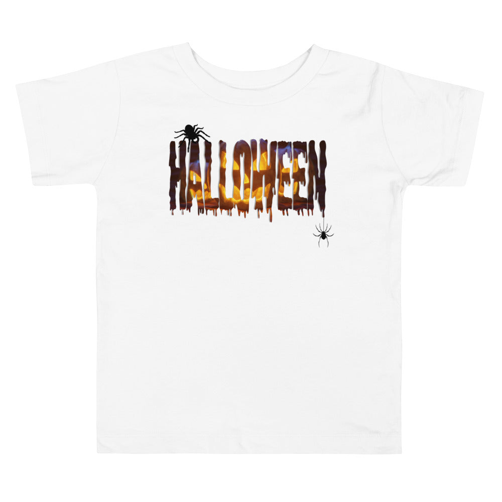 Halloween pumpkin letters with spiders.          Halloween shirt toddler. Trick or treat shirt for toddlers. Spooky season. Fall shirt kids.