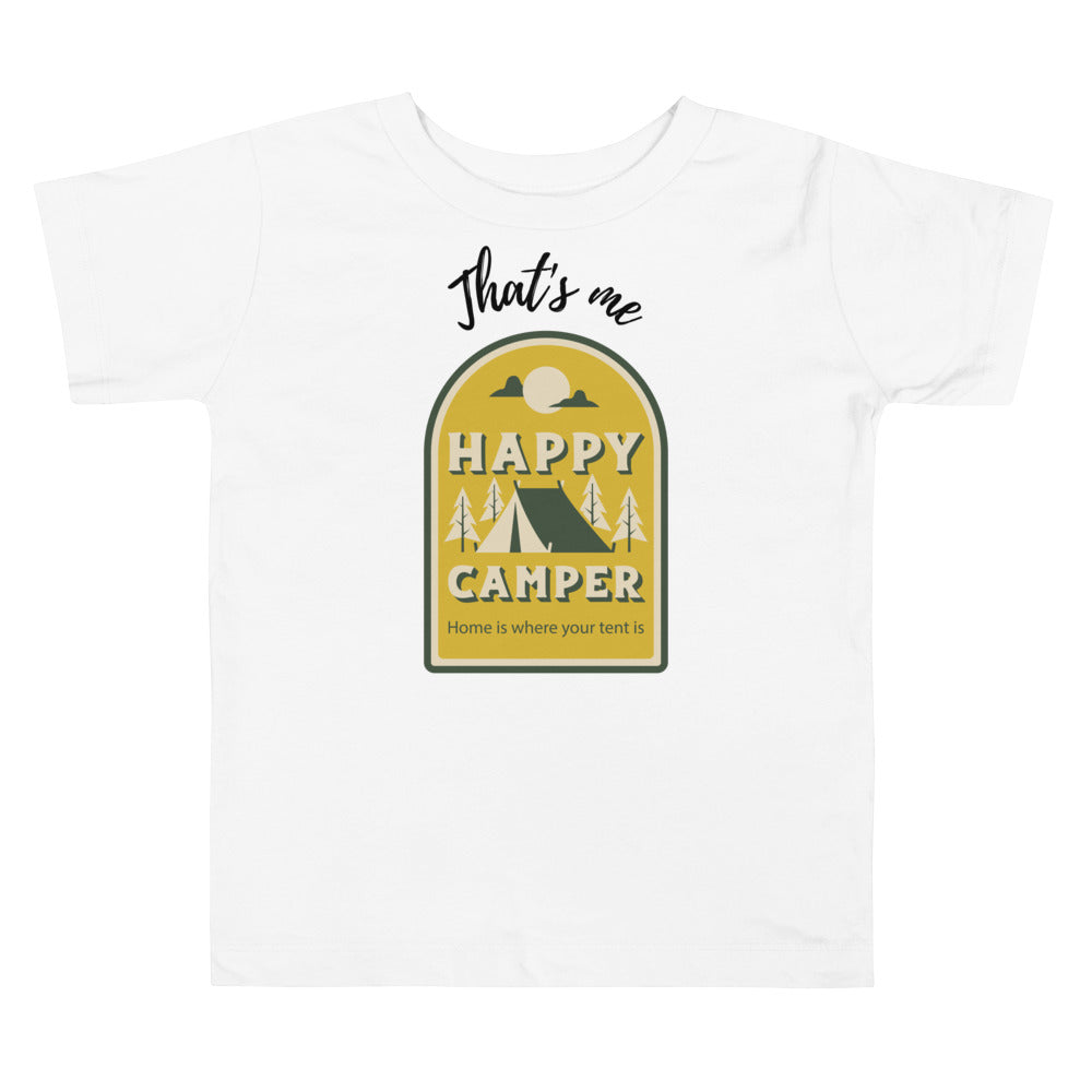 Happy camper. Short sleeve t shirt for toddler and kids. - TeesForToddlersandKids -  t-shirt - camping - happy-camper-short-sleeve-t-shirt-for-toddler-and-kids