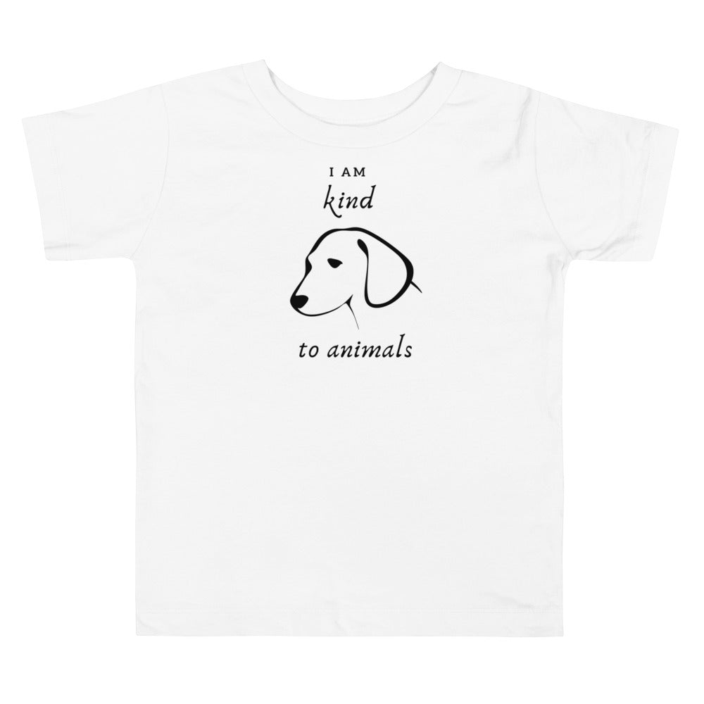I am kind to all animals, IV, dog. Short sleeve t shirt for toddler and kids. - TeesForToddlersandKids -  t-shirt - positive - i-am-kind-to-all-animals-iv-dog-short-sleeve-t-shirt-for-toddler-and-kids