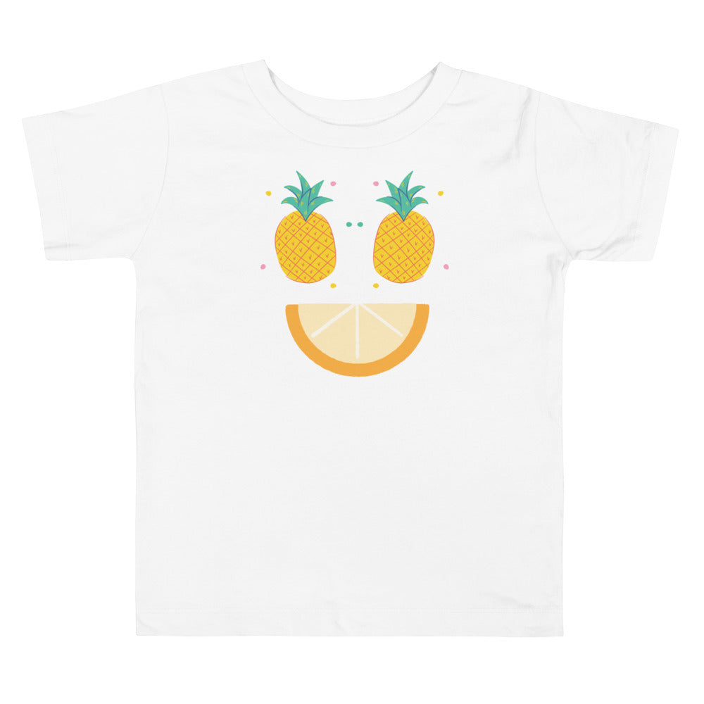 Pineapple and orange smile. Short sleeve t shirt for toddler and kids. - TeesForToddlersandKids -  t-shirt - seasons, summer - pineapple-and-orange-smile-short-sleeve-t-shirt