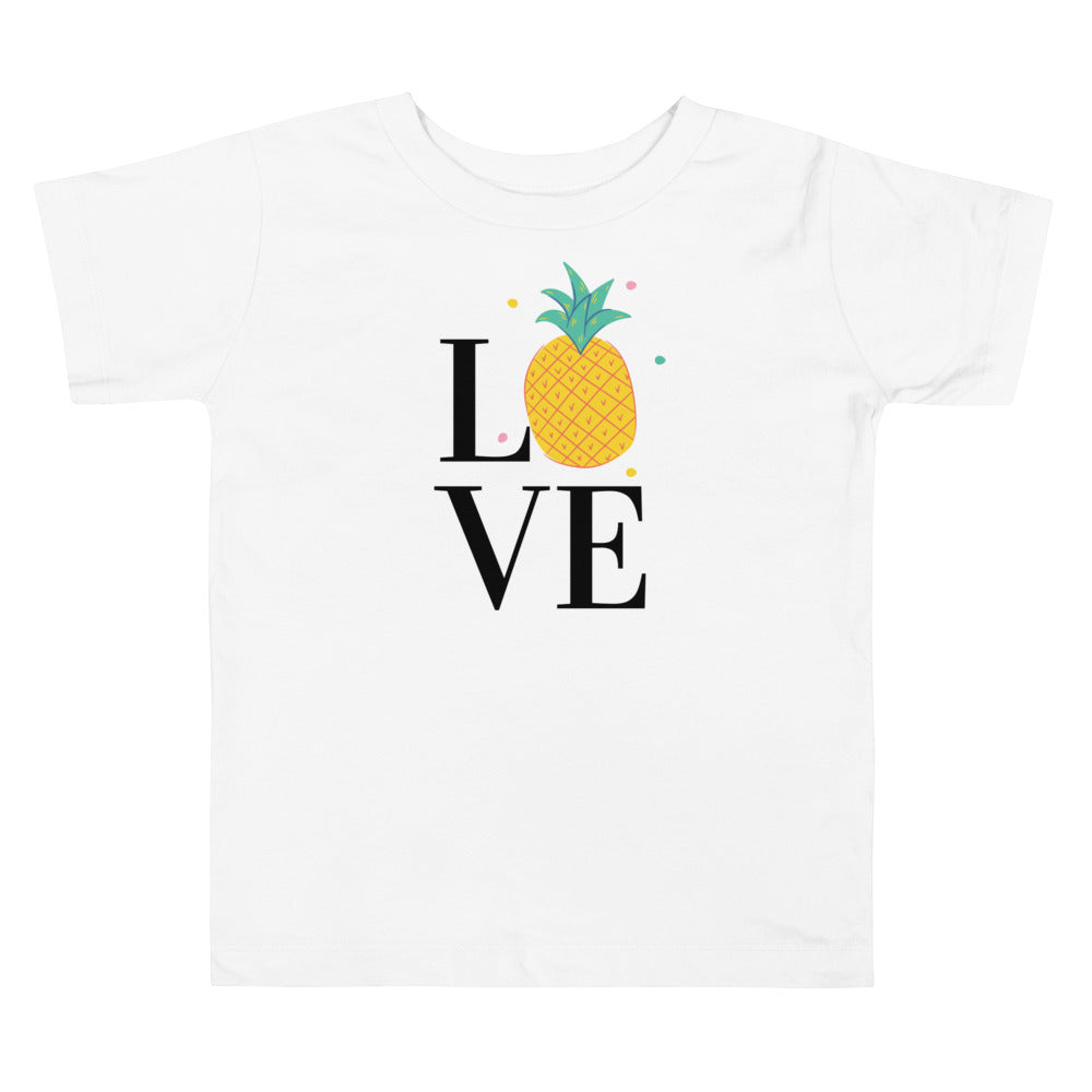 LOVE pineapple. Short sleeve t shirt for toddler and kids. - TeesForToddlersandKids -  t-shirt - seasons, summer - love-pineapple-short-sleeve-t-shirt