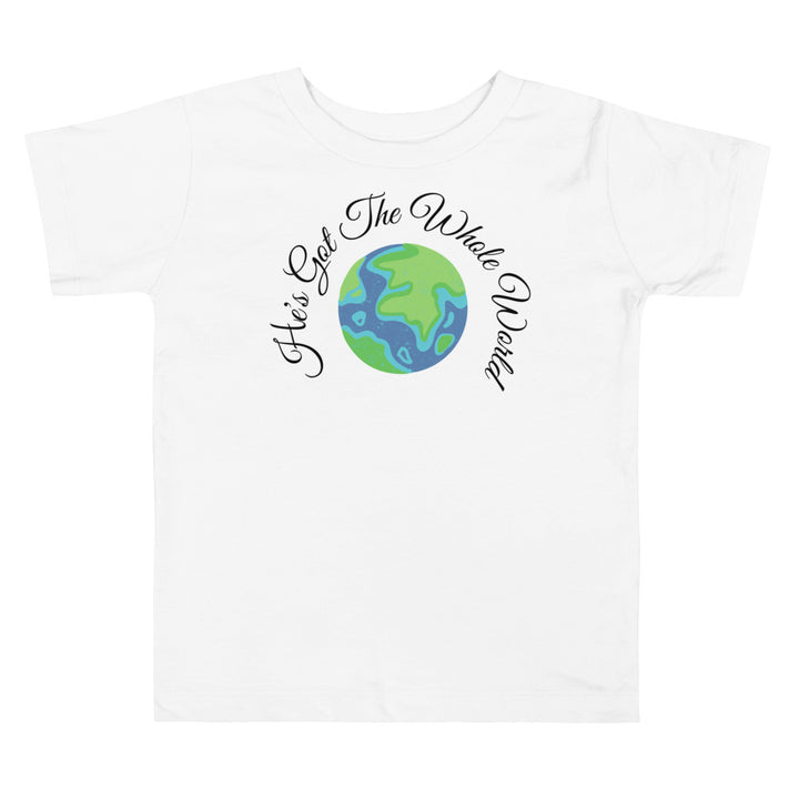 He's Got The Whole World. Short Gospel song graphic t shirt for toddlers and kids.