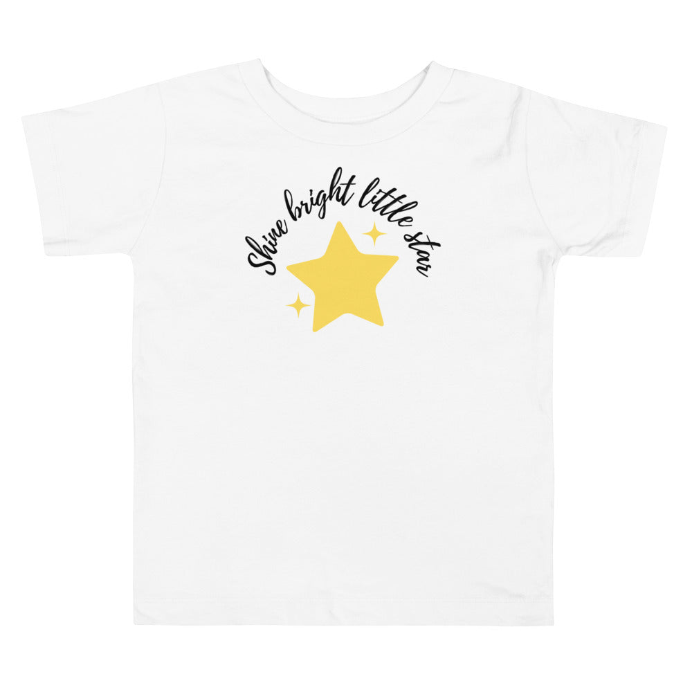 Shine bright little star. Yellow star. Toddler and Kids Short Sleeve Tee - TeesForToddlersandKids -  t-shirt - seasons, summer - shine-bright-little-star-in-yellow-toddler-and-kids-short-sleeve-tee