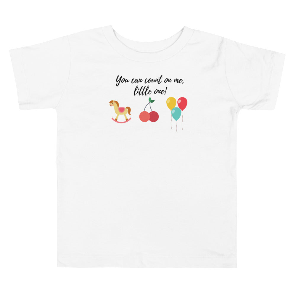 You can count on me little one! Rocking horse, cherry and balloon. Short sleeve t shirt for toddler and kids. - TeesForToddlersandKids -  t-shirt - seasons, summer - you-can-count-on-me-little-one-toddler-and-kids-short-sleeve-tee