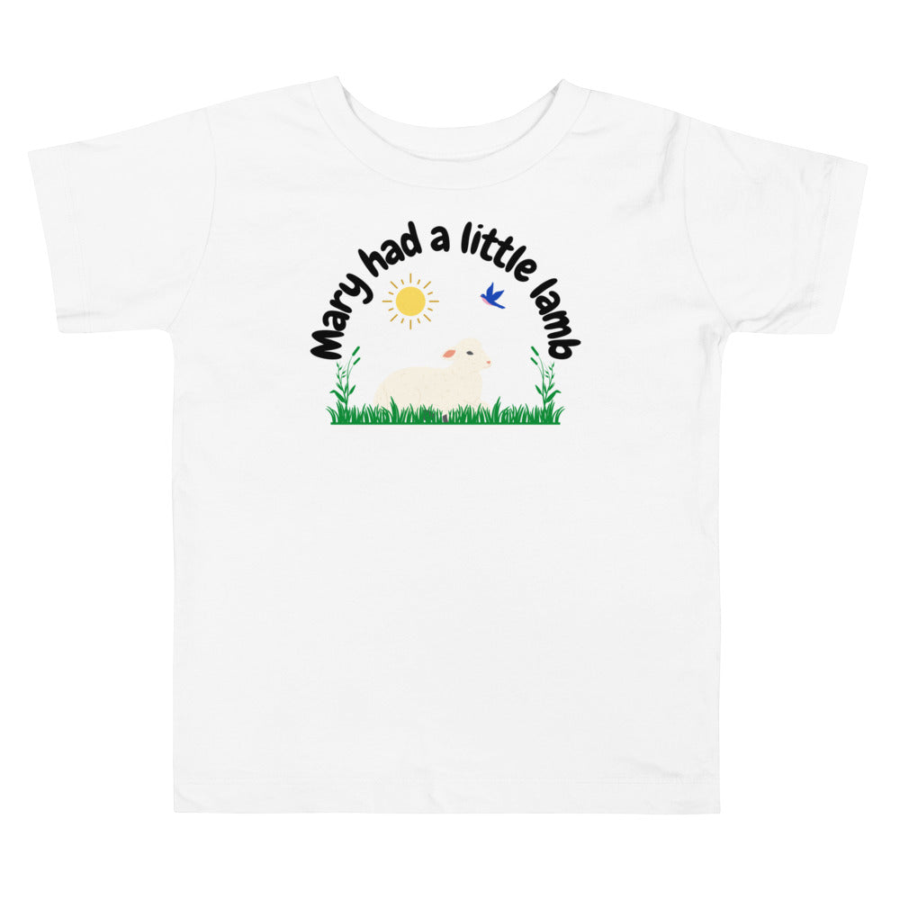 Mary had a little lamb. Short Sleeve t shirt for toddler and kids. - TeesForToddlersandKids -  t-shirt - seasons, summer - mat-had-a-little-lamb-toddler-and-kids-short-sleeve-tee