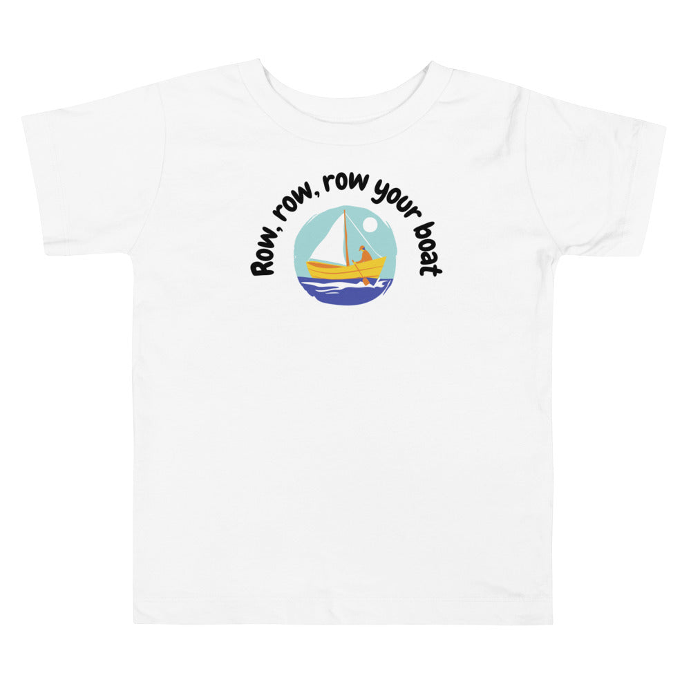 Row, row, row your boat. Toddler Short Sleeve Tee - TeesForToddlersandKids -  t-shirt - seasons, summer - row-row-row-your-boat-toddler-short-sleeve-tee