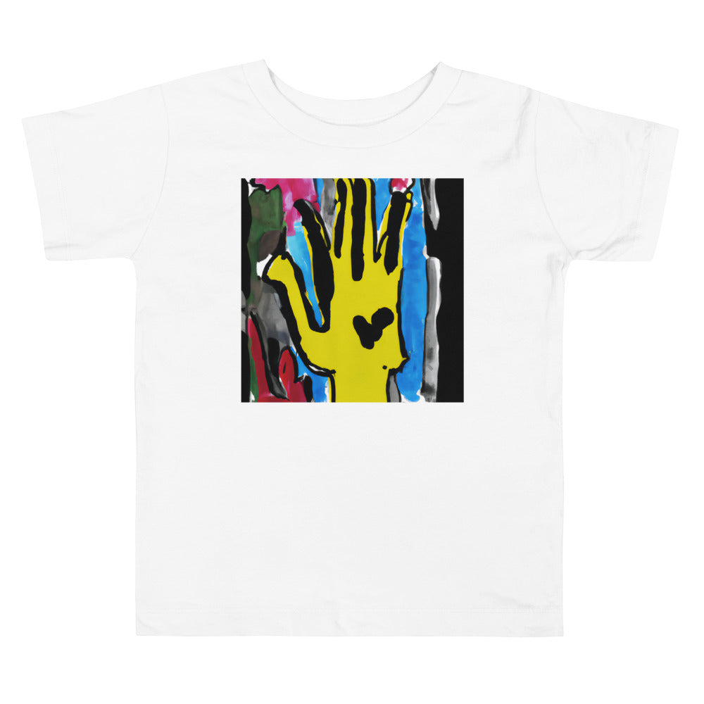 Hands up. Short Sleeve T-shirt for Toddler and Kids - TeesForToddlersandKids -  t-shirt - seasons, summer, surf - a-hand-jean-michael-basquiat-style-short-sleeve-t-shirt-for-toddler-and-kids