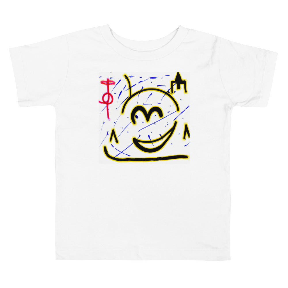 Smiley street. Short Sleeve T-shirt for Toddler and Kids - TeesForToddlersandKids -  t-shirt - seasons, summer, surf - a-happy-smiley-in-disney-land-jean-michael-basquiat-style-short-sleeve-t-shirt-for-toddler-and-kids