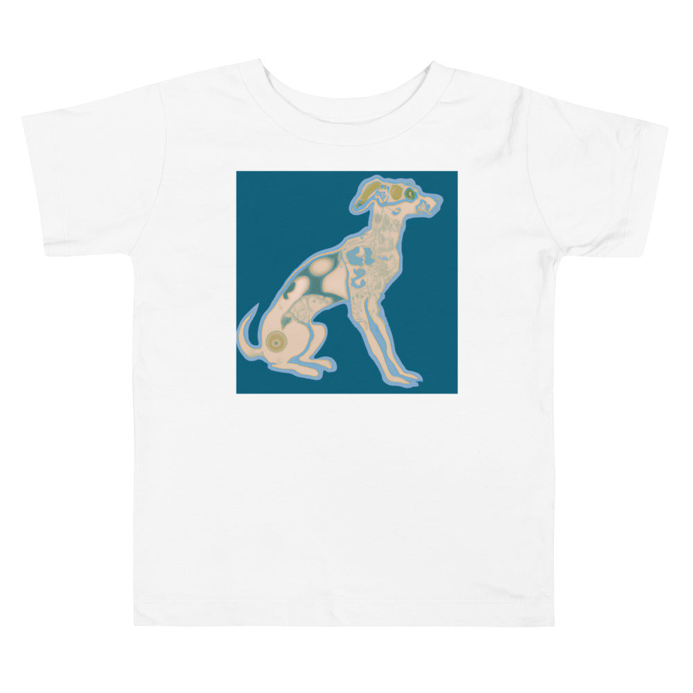 Blue Dog 2. Short Sleeve T-shirt for Toddler and Kids - TeesForToddlersandKids -  t-shirt - seasons, summer, surf - cute-blue-dog-art-nouveau-2-short-sleeve-t-shirt-for-toddler-and-kids