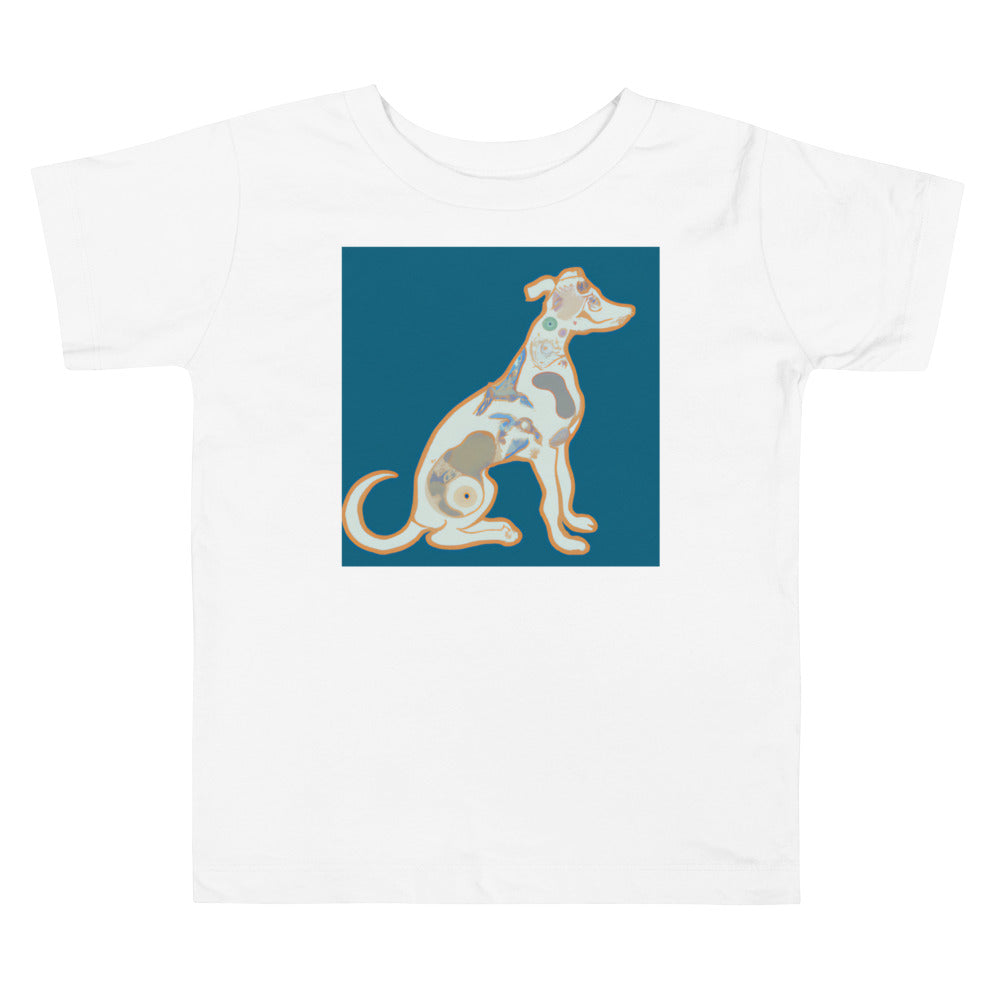 Blue Dog 3. Short Sleeve T-shirt for Toddler and Kids - TeesForToddlersandKids -  t-shirt - seasons, summer, surf - cute-dog-art-nouveau-style-3-short-sleeve-t-shirt-for-toddler-and-kids