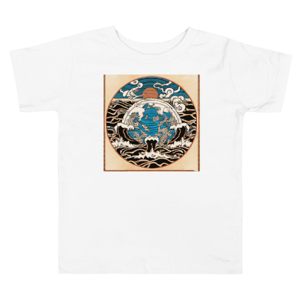 Planet Earth Vintage 2. Short Sleeve T-shirt for Toddler and Kids - TeesForToddlersandKids -  t-shirt - seasons, summer, surf - planet-earth-vintage-ukiyo-style-short-sleeve-t-shirt-for-toddler-and-kids