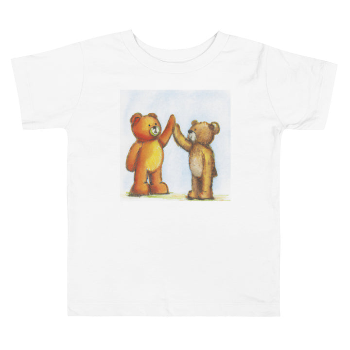 Teddy High Five 2. Short Sleeve T-shirt for Toddler and Kids - TeesForToddlersandKids -  t-shirt - seasons, summer, surf - teddy-high-five-2-short-sleeve-t-shirt-for-toddler-and-kids
