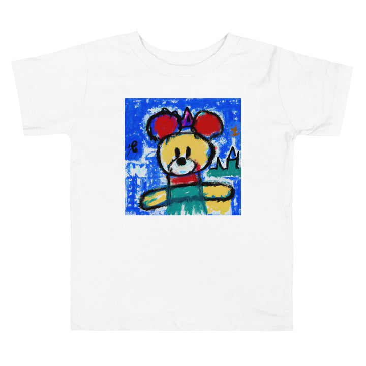 Teddy Bear In Disney Land - street 2. Short Sleeve T-shirt for Toddler and Kids - TeesForToddlersandKids -  t-shirt - seasons, summer, surf - a-cute-teddy-bear-in-disney-land-jean-michael-basquiat-style-2-short-sleeve-t-shirt-for-toddler-and-kids