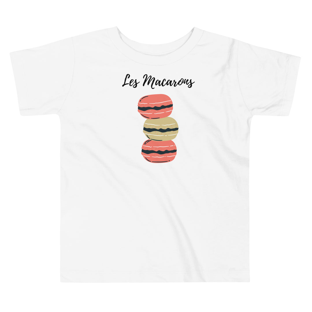 Les macarons white tshirt for toddlers and kids. Macarons birthday party idea. Toddler gift.