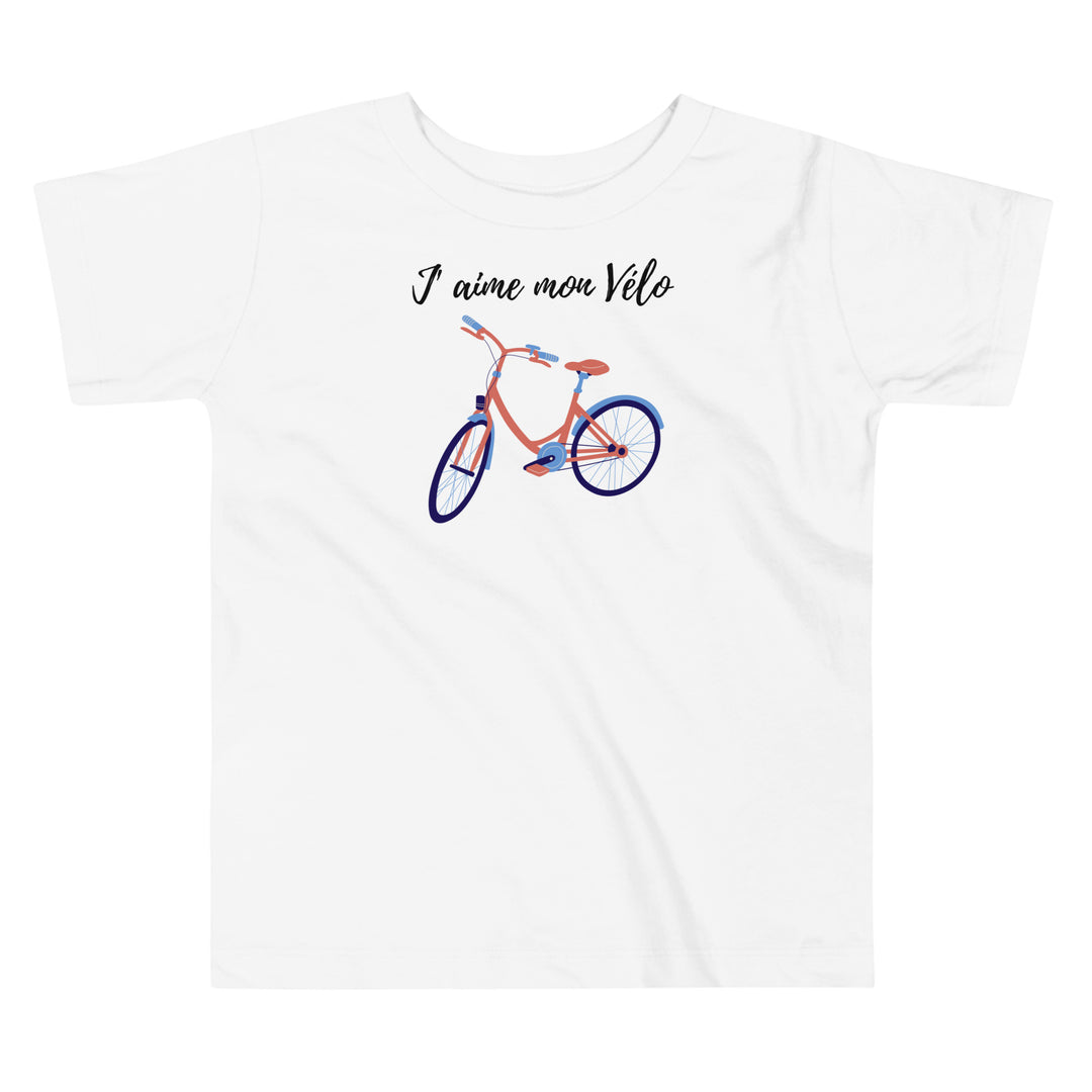 J'aime mon Vélo | Kids Bike T-shirt | Toddler Bicycle Tee | J'aime Mon Vélo Shirt | Red and Blue Bike Graphic Kids Top | Toddler Adventure Gift | Summer Kids T-shirt | Toddlers Gifts