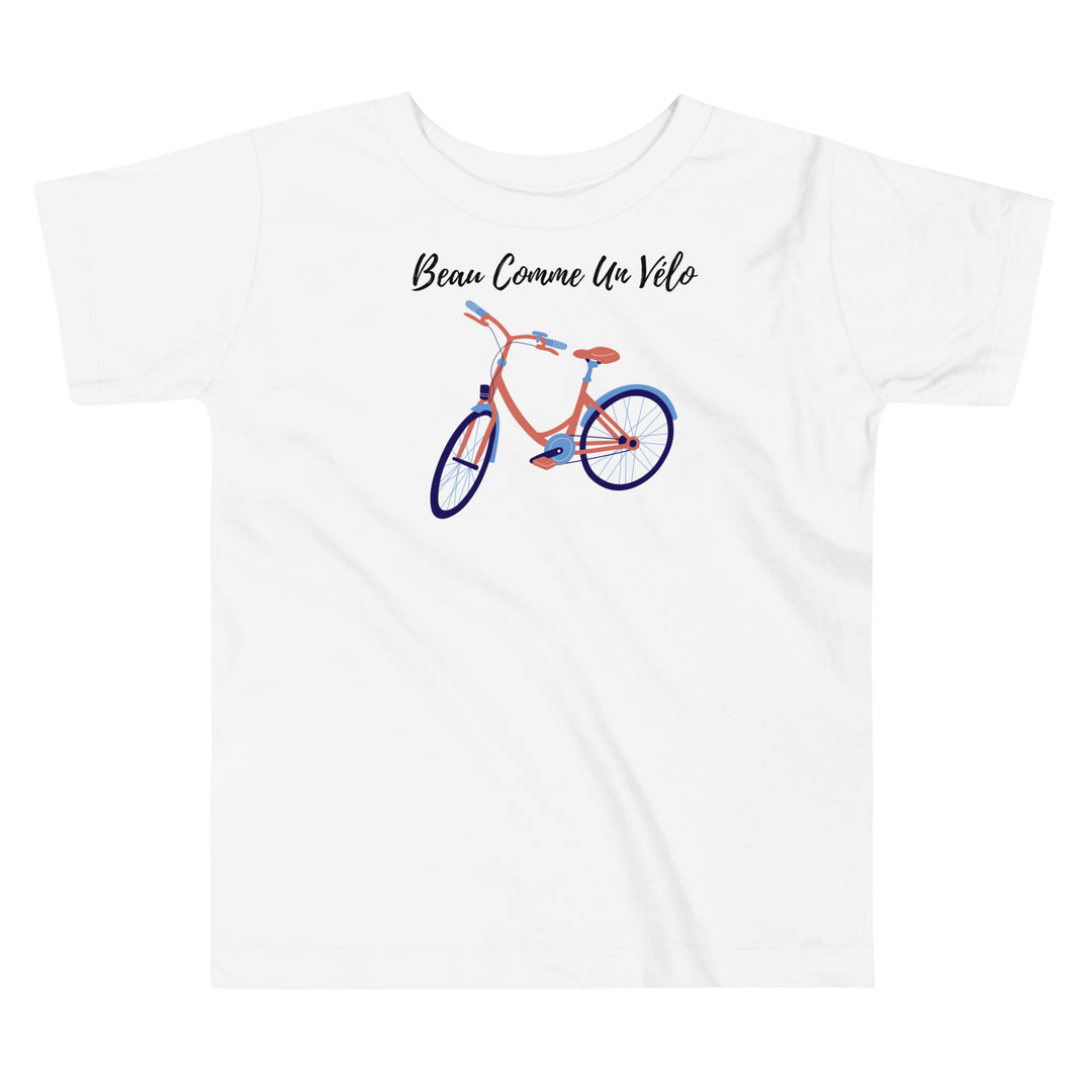 Beau Comme Un | Vélo Kids Bike T-shirt | Toddler Bicycle Tee | Beau Comme Un Vélo Shirt | Red and Blue Bike Graphic Kids Top | Toddler Adventure Gift | Summer Kids T-shirt | Toddler gifts