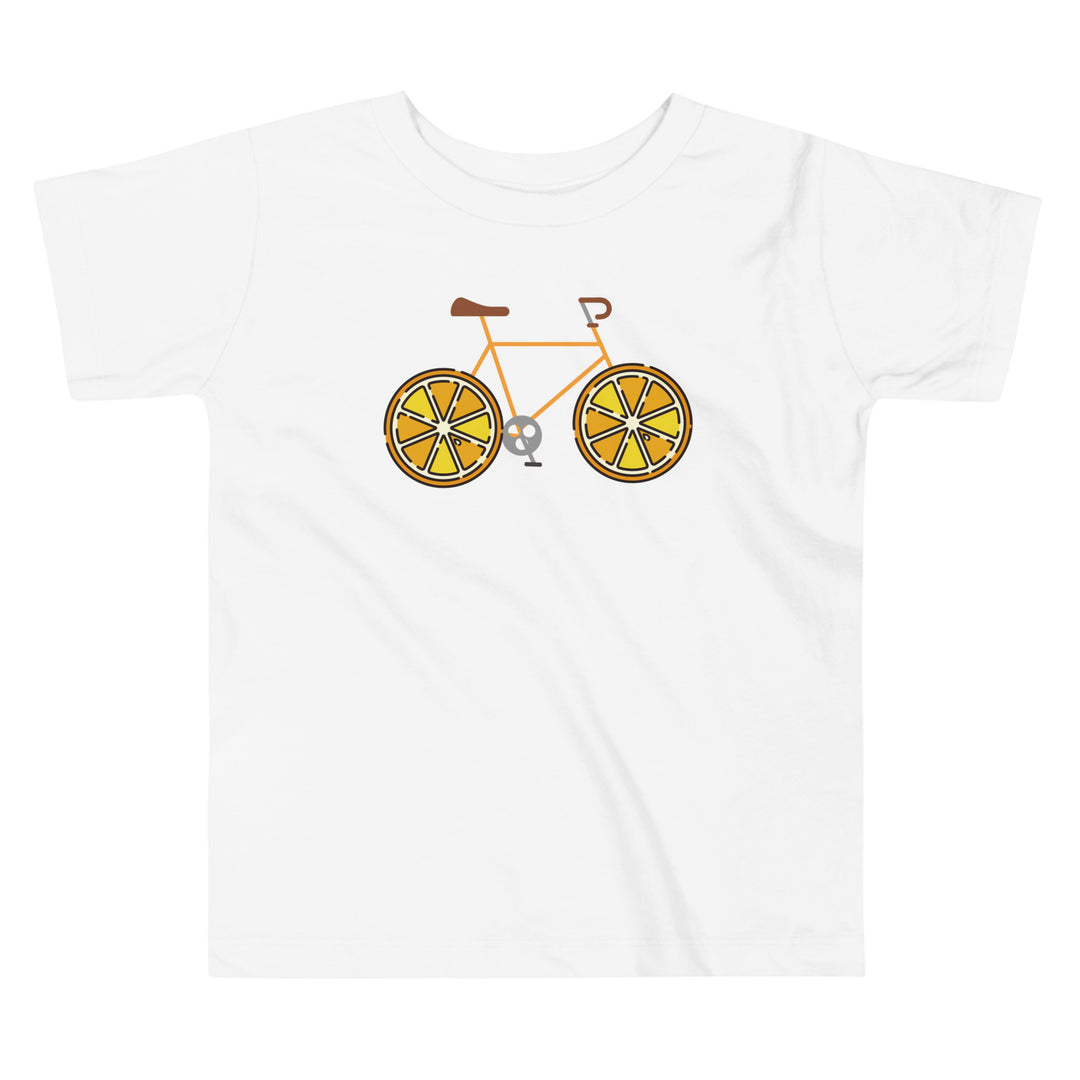 Orange bike Kids Bike T-shirt | Toddler Bicycle Tee | Bike with Orange Wheels | Fruit Bike Graphic Kids Top | Summer Kids T-shirt