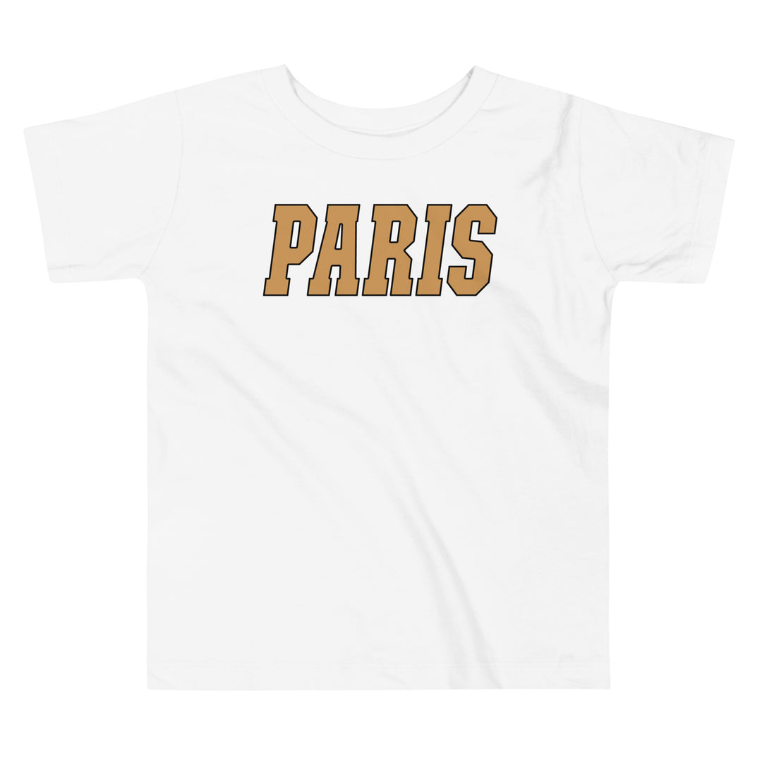 PARIS mustard brown varsity letters | Toddler shirts | Paris France Vacation | Toddlers gift | Toddler Birthday Gifts