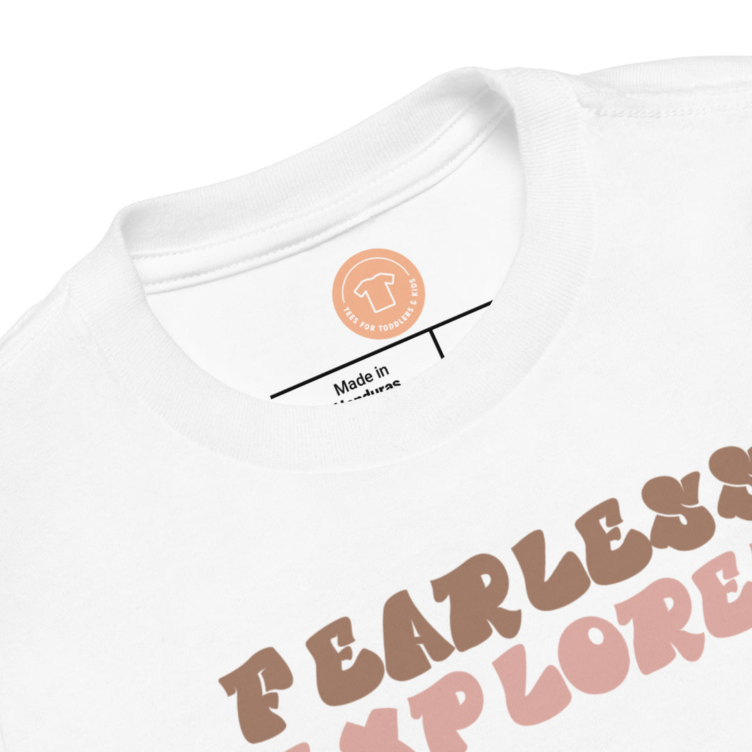 Fearless Explorer Brown Pink. Short Sleeve T Shirt For Toddler And Kids. - TeesForToddlersandKids -  t-shirt - positive - fearless-explorer-brown-pink-short-sleeve-t-shirt-for-toddler-and-kids