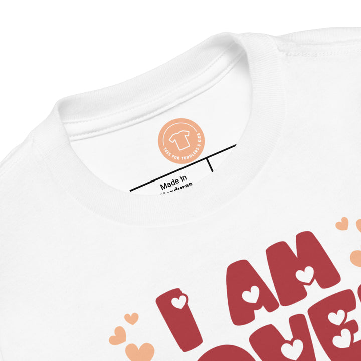 I am Loved, with hearts. Short Sleeve T Shirt For Toddler And Kids. - TeesForToddlersandKids -  t-shirt - holidays, Love - i-am-loved-short-sleeve-t-shirt-for-toddler-and-kids
