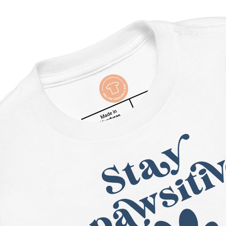 Stay Pawsitive In Navy. Short Sleeve T Shirt For Toddler And Kids. - TeesForToddlersandKids -  t-shirt - positive - stay-pawsitive-in-navy-short-sleeve-t-shirt-for-toddler-and-kids