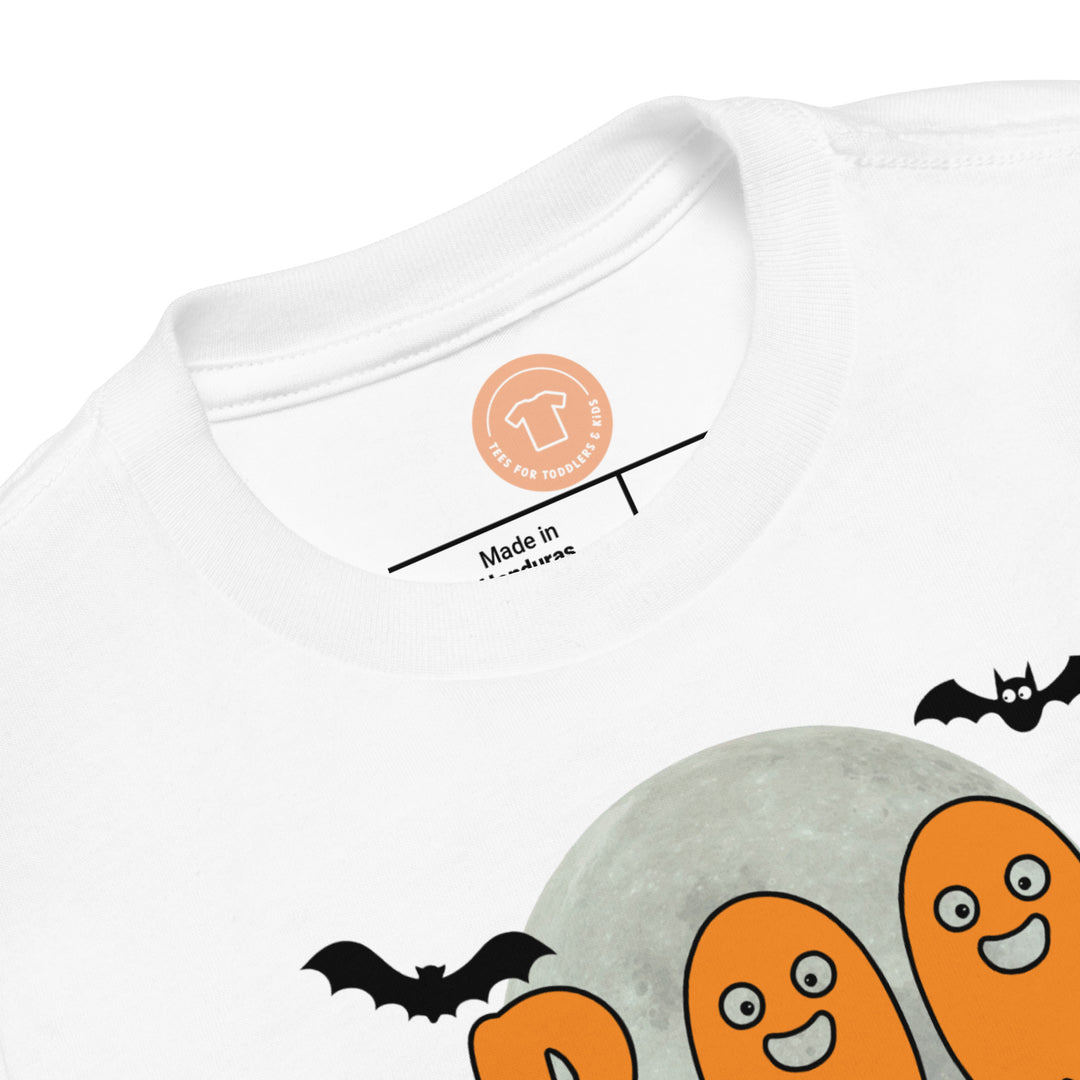 Boo Ghost Letters Moon With Bats.          Halloween shirt toddler. Trick or treat shirt for toddlers. Spooky season. Fall shirt kids.