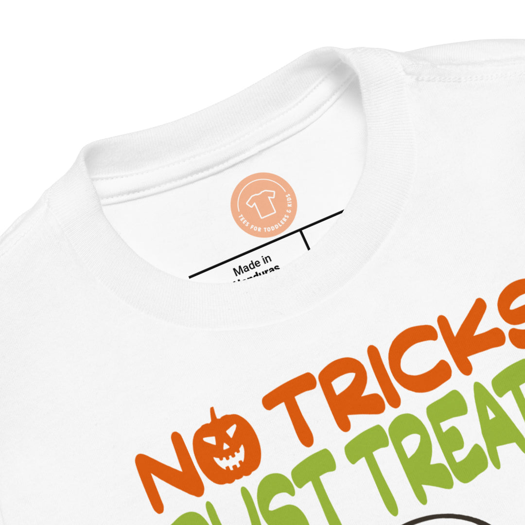 No Tricks Just Treats Black Halloween Basket.          Halloween shirt toddler. Trick or treat shirt for toddlers. Spooky season. Fall shirt kids.