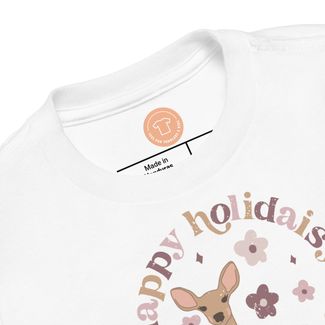 Happy Holidaisy. Toddler Christmas shirt, deer and flowers.