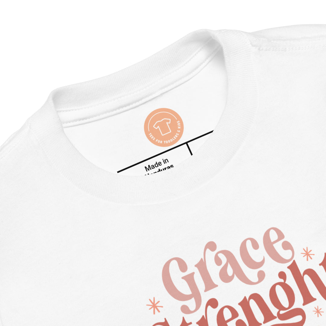 Grace Strenght Intelligence Fearlessness. Girl power t-shirts for Toddlerss and Kids.