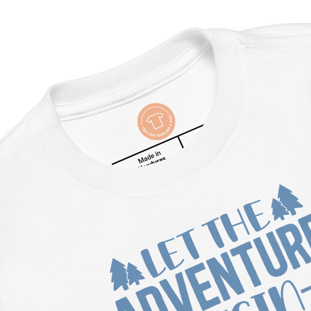 Let The Adventure Begin Lichen Blue. Short Sleeve T Shirt For Toddler And Kids. - TeesForToddlersandKids -  t-shirt - camping - let-the-adventure-begin-lichen-blue-short-sleeve-t-shirt-for-toddler-and-kids