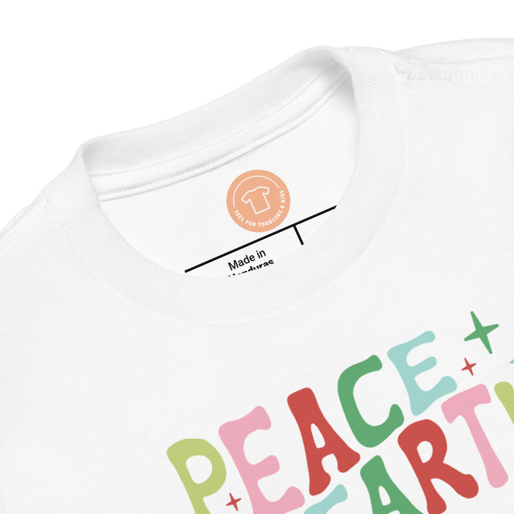 Peace On Earth. Short Sleeve T Shirts For Toddlers And Kids. - TeesForToddlersandKids -  t-shirt - christmas, holidays - peace-on-earth-short-sleeve-t-shirts-for-toddlers-and-kids