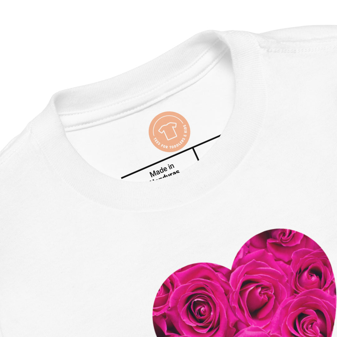 Heart of Pink Roses. Short Sleeve T Shirt For Toddler And Kids. - TeesForToddlersandKids -  t-shirt - holidays, Love - hearts-pink-roses-short-sleeve-t-shirt-for-toddler-and-kids