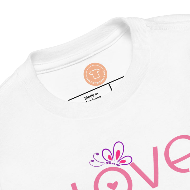 Love With Butterfly. Short Sleeve T Shirt For Toddler And Kids. - TeesForToddlersandKids -  t-shirt - holidays, Love - love-with-butterfly-short-sleeve-t-shirt-for-toddler-and-kids