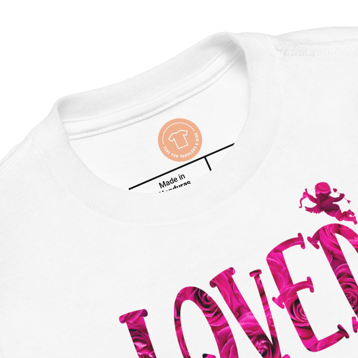 Loved Cupid Pink Roses. Short Sleeve T Shirt For Toddler And Kids. - TeesForToddlersandKids -  t-shirt - holidays, Love - loved-cupid-pink-roses-short-sleeve-t-shirt-for-toddler-and-kids