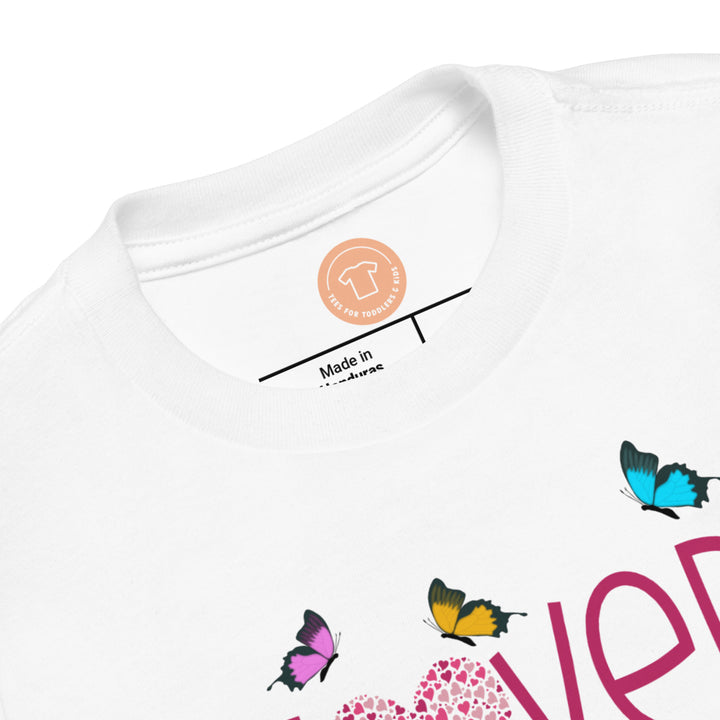 Loved 3 Butterflies. Short Sleeve T Shirt For Toddler And Kids. - TeesForToddlersandKids -  t-shirt - holidays, Love - loved-3-butterflies-short-sleeve-t-shirt-for-toddler-and-kids