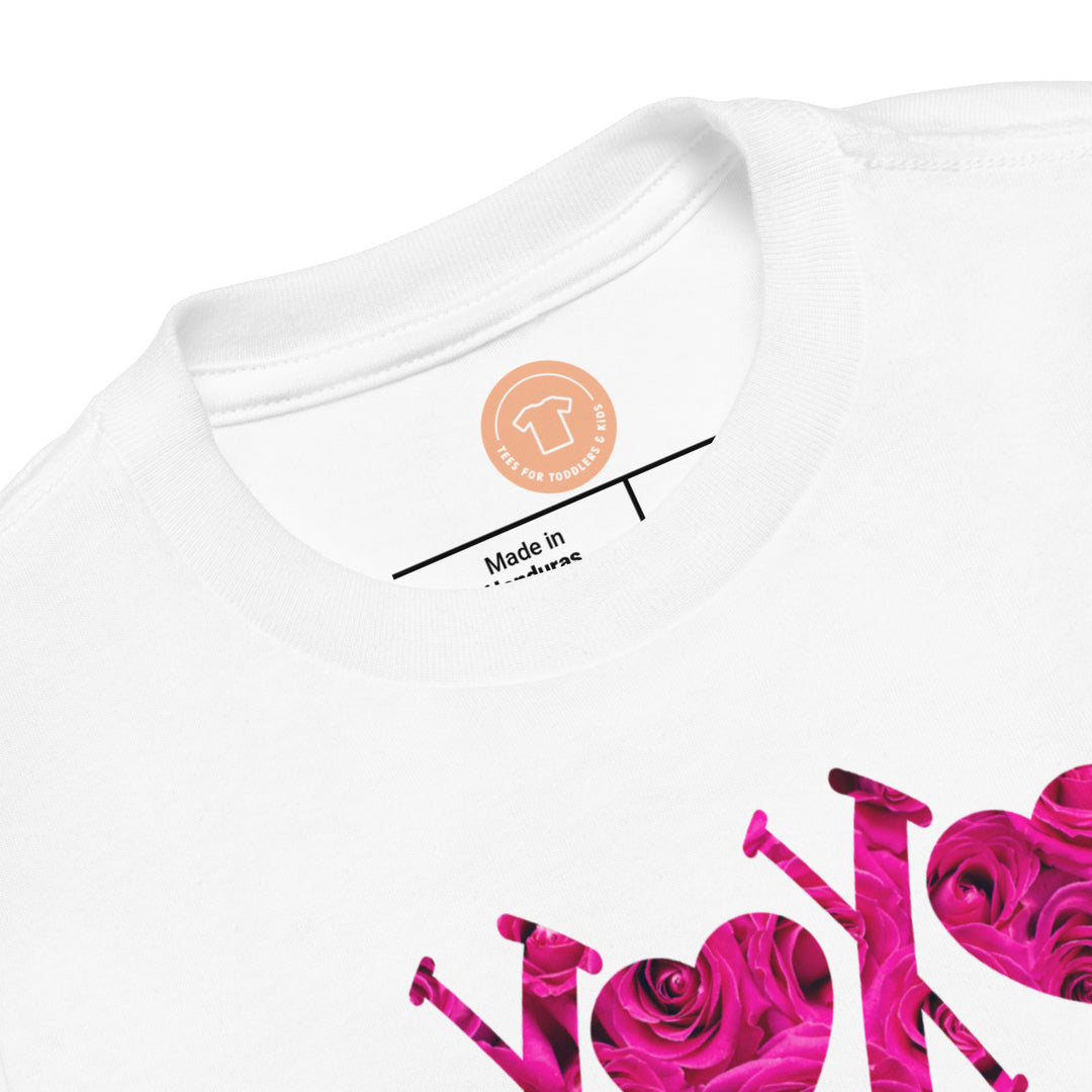 Xoxo With Hearts Pink Roses. Short Sleeve T Shirt For Toddler And Kids. - TeesForToddlersandKids -  t-shirt - holidays, Love - xoxo-with-hearts-pink-roses-short-sleeve-t-shirt-for-toddler-and-kids
