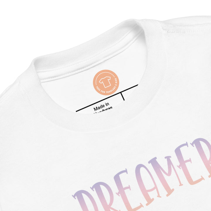 Dreamer.Pastel. Short Sleeve T Shirt For Toddler And Kids. - TeesForToddlersandKids -  t-shirt - seasons, summer - dreamer-text-short-sleeve-t-shirt-for-toddler-and-kids
