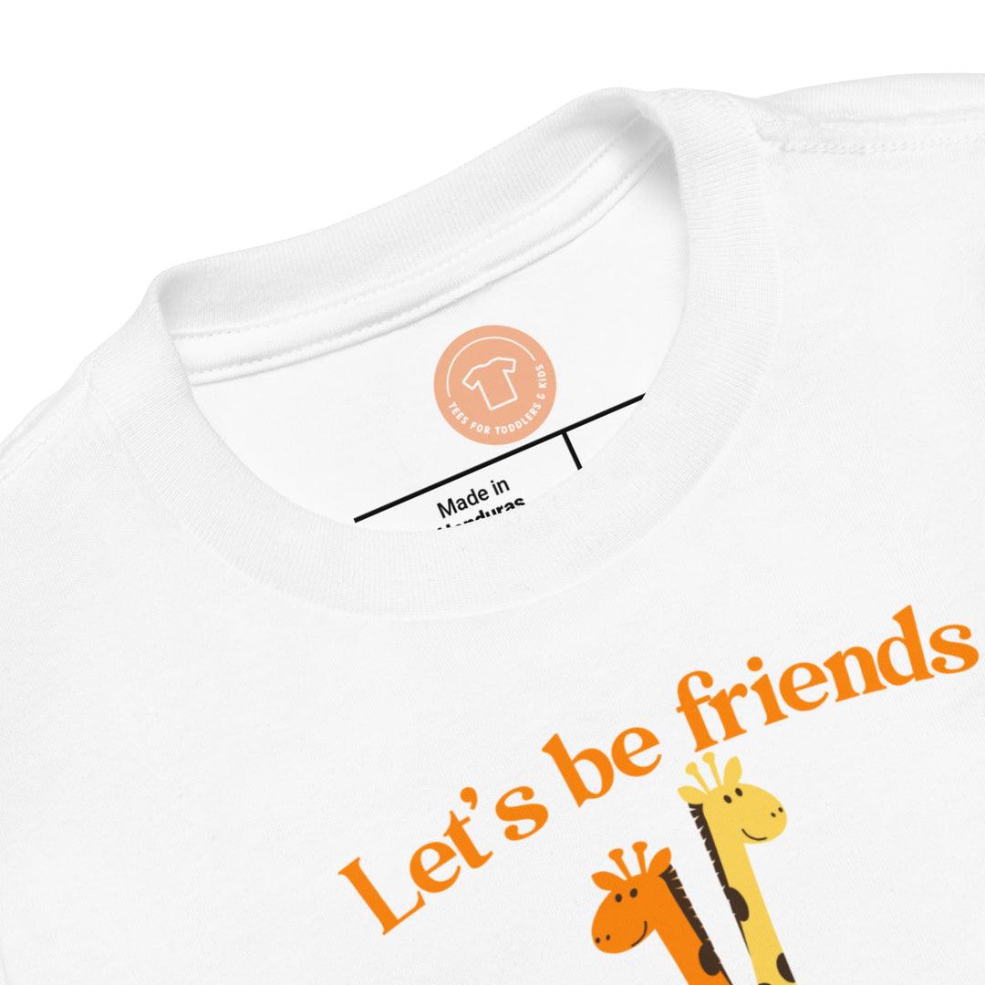 Let's Be Friends Orange. Short Sleeve T Shirt For Toddler And Kids. - TeesForToddlersandKids -  t-shirt - seasons, summer - lets-be-friends-orange-short-sleeve-t-shirt-for-toddler-and-kids