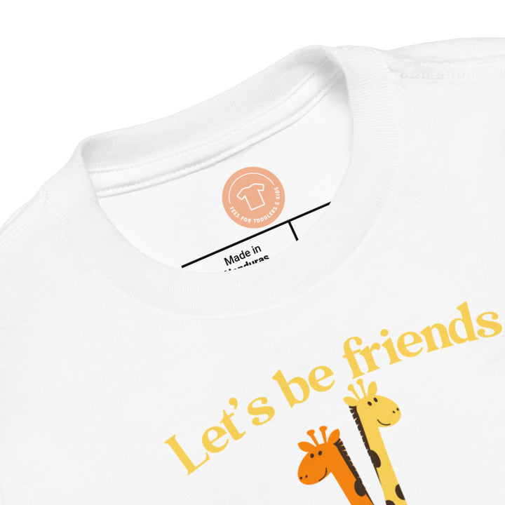 Let's Be Friends Yellow. Short Sleeve T Shirt For Toddler And Kids. - TeesForToddlersandKids -  t-shirt - seasons, summer - lets-be-friends-yellow-short-sleeve-t-shirt-for-toddler-and-kids