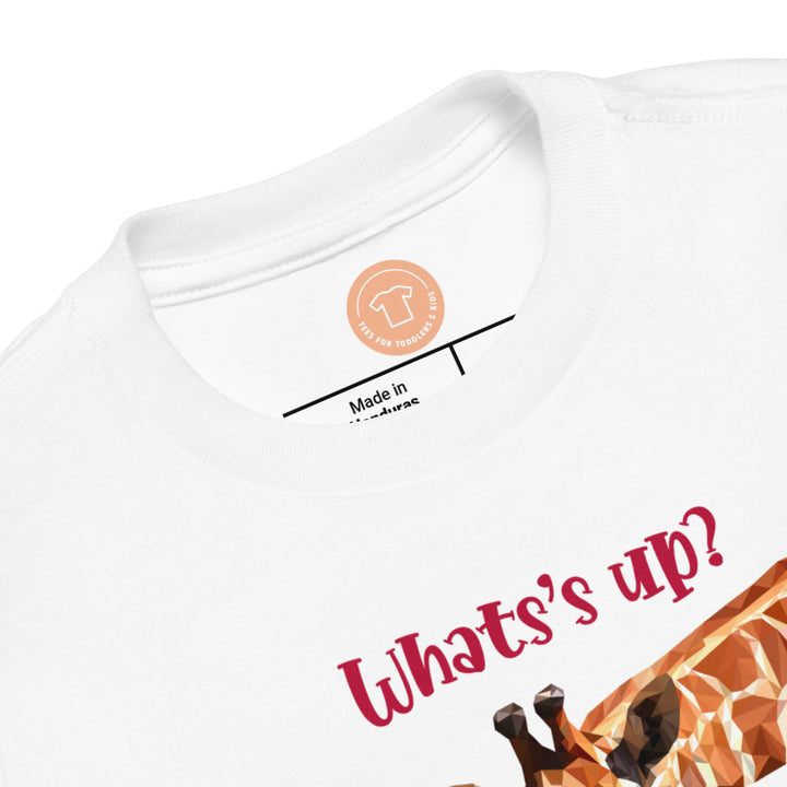 What's Up Giraffe Red. Short Sleeve T Shirt For Toddler And Kids. - TeesForToddlersandKids -  t-shirt - seasons, summer - whats-up-giraffe-red-short-sleeve-t-shirt-for-toddler-and-kids