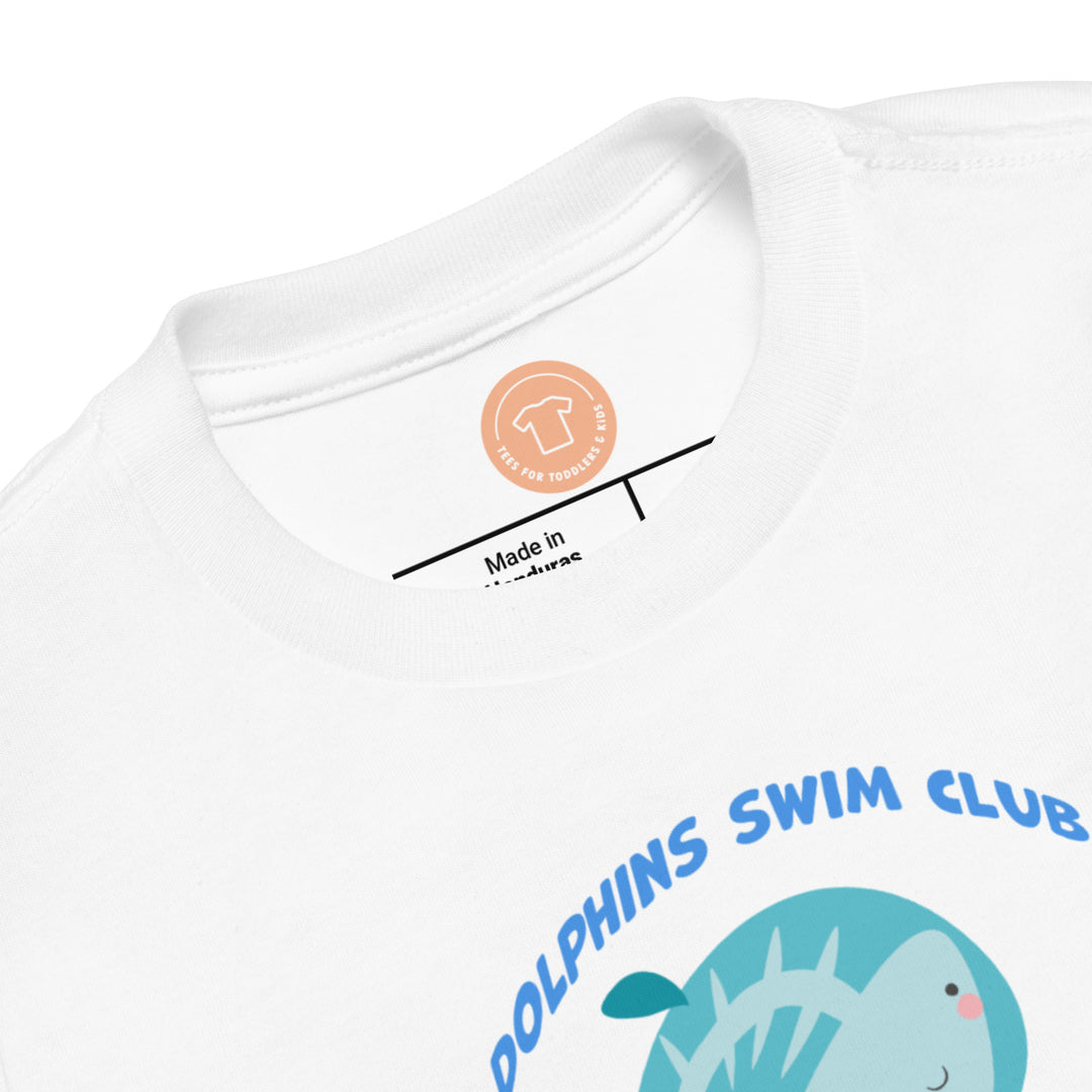 Dolphins Swim Club. Short Sleeve T Shirt For Toddler And Kids. - TeesForToddlersandKids -  t-shirt - seasons, summer - dolphins-swim-club-short-sleeve-t-shirt-for-toddler-and-kids