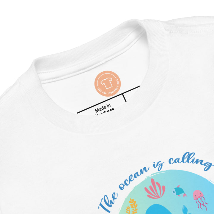 The Ocean Is Calling. Short Sleeve T Shirt For Toddler And Kids. - TeesForToddlersandKids -  t-shirt - seasons, summer - the-ocean-is-calling-short-sleeve-t-shirt-for-toddler-and-kids