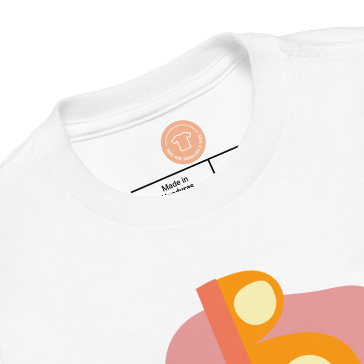 B Letter Alphabet Orange Coral. Short Sleeve T-shirt For Toddler And Kids.