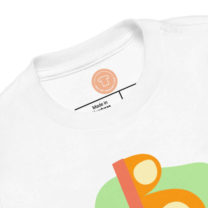 B Letter Alphabet Orange Green. Short Sleeve T-shirt For Toddler And Kids.