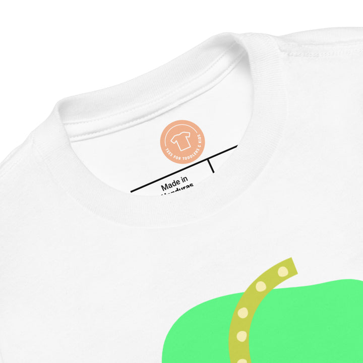 C Letter Alphabet Green On Apple Green. Short Sleeve T-shirt For Toddler And Kids.