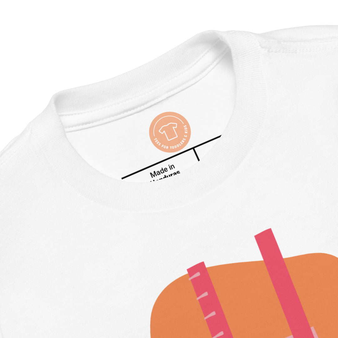 H Letter Alphabet Raspberry Warm Orange. Short Sleeve T-shirt For Toddler And Kids.