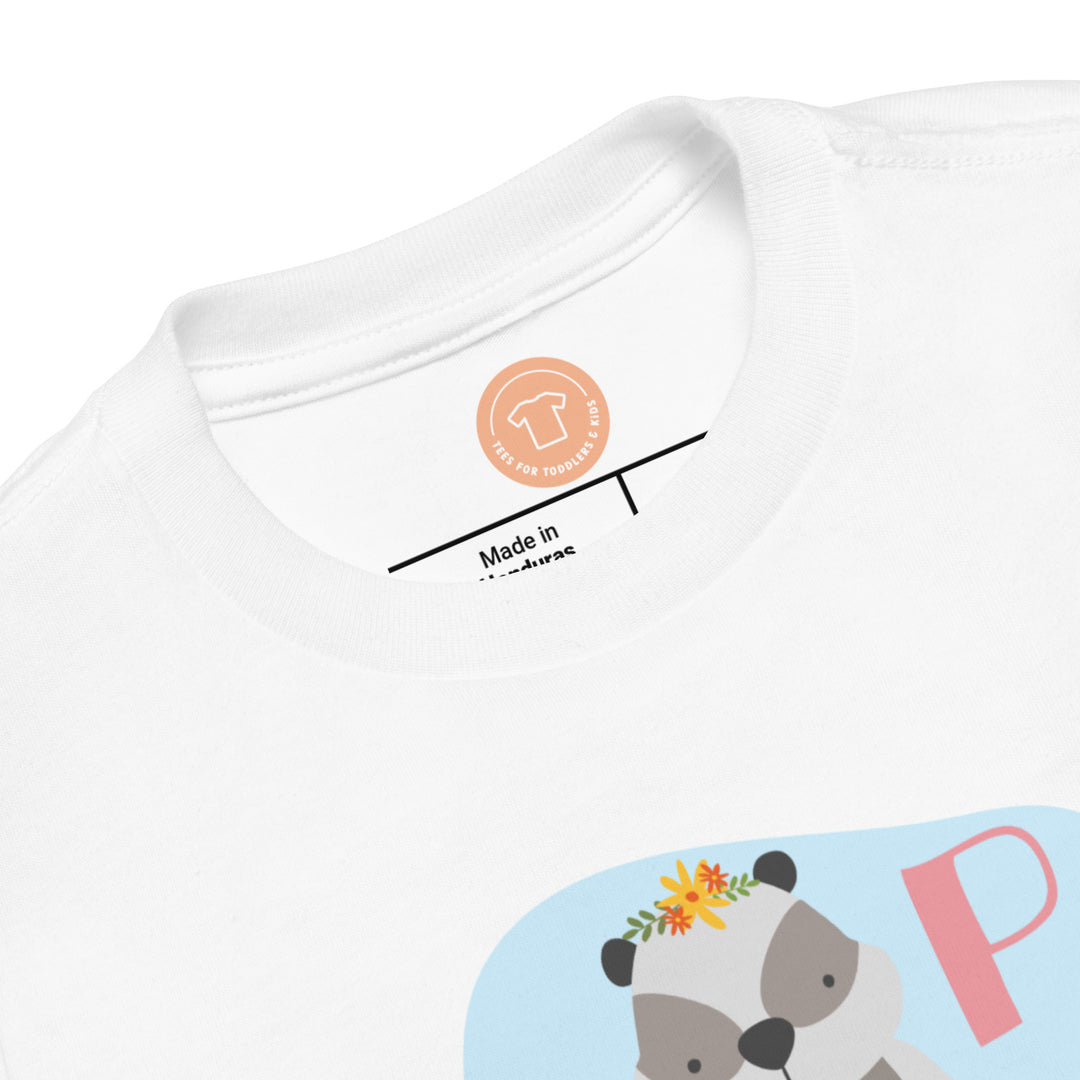 P Panda. Short Sleeve T-shirt For Toddler And Kids.